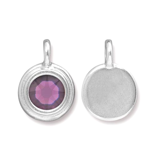 Charms & Solderable Accents Silver Plated Crystal Amethyst Charm-February (Amethyst)